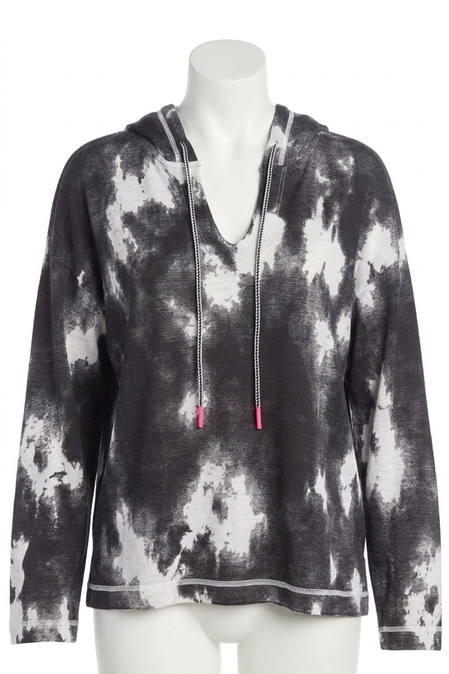NEW LISA TODD women's tie dye hoodie in black/white